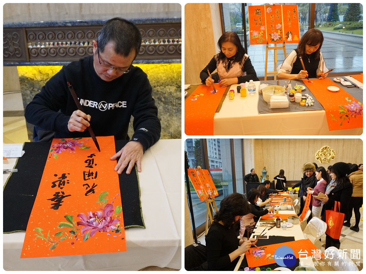 「中悅栢軒」舉辦「品春茗寫春聯」活動 ，邀請書法大師及國畫老師現場揮毫作畫。
