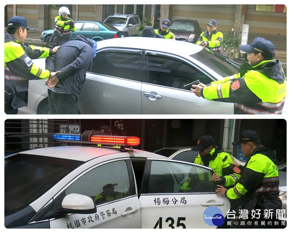 桃園市政府警察局楊梅分局於台中銀行楊梅分行執行防搶演練。