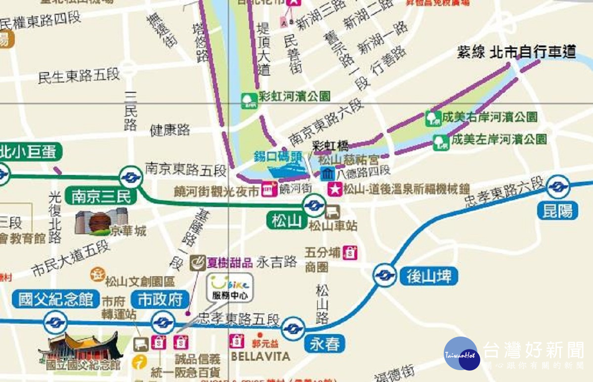 成美河濱公園觀光地圖（圖／北市水利工程處提供）