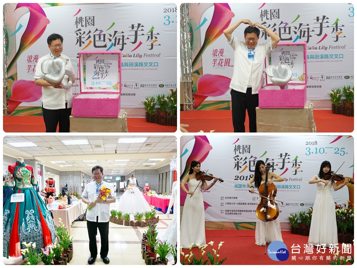 桃園市長鄭文燦於「2018桃園彩色海芋季記者會」中,熱情邀約市民朋友踴躍前往觀賞。