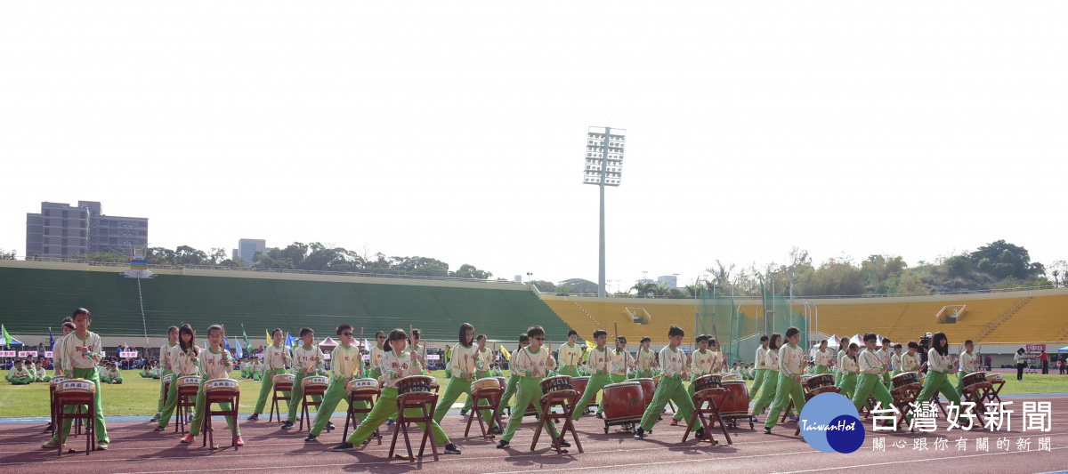 彰化縣107年中小學聯合運動會開幕典禮的鼓隊表演。