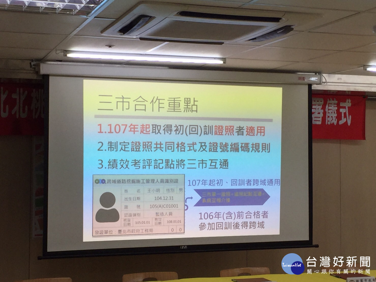 北北桃簽署合作備忘錄,道路施工監造及現場管理人員證照跨域互通互認。