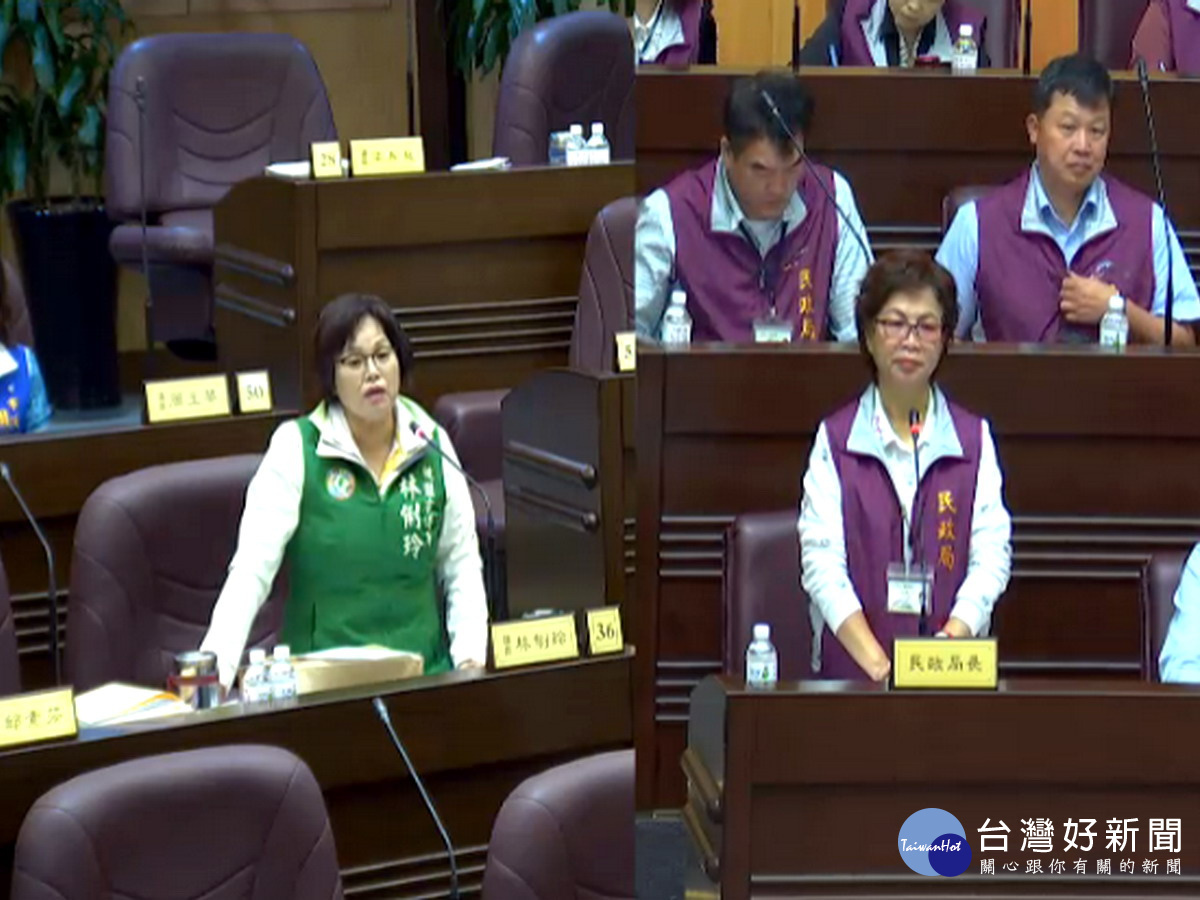 為里鄰長們大抱不平,桃園市議員林俐玲質詢民政局長湯蕙禎,要求將里長納入評估,給予應有退休金加以保障。