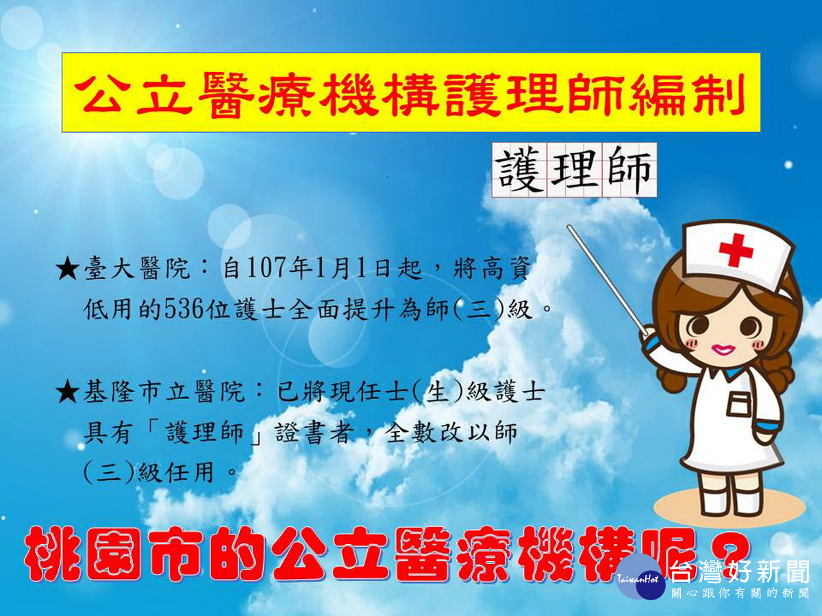 桃園市議員閻中傑為公衛護理師們請命,希望解決高資低用問題。