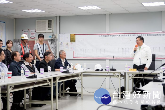 桃園市長鄭文燦視察機場捷運A21環北站及A22老街溪站,A22老街溪站將於4年內完成後提早通車。