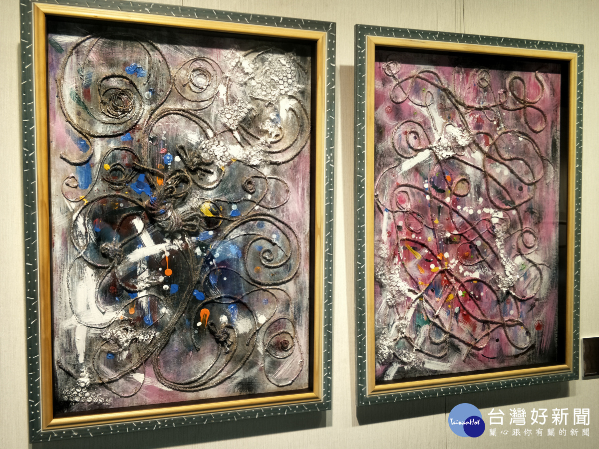 彰化藝術高中美術班師生創作聯展,吳佳蓁作品「思緒」。圖/記者鄧富珍攝