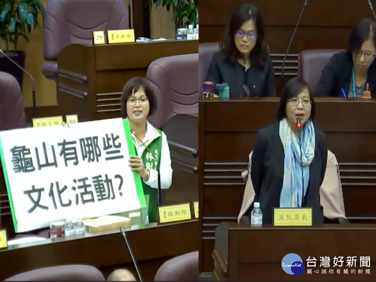 針對龜山有哪些文化活動?桃園市議員林俐玲質詢文化局長莊秀美。