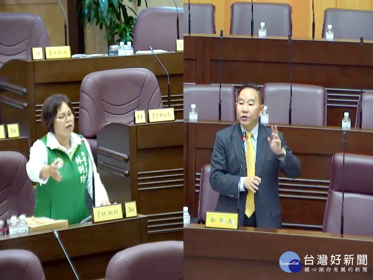 針對航空城產專區招商問題,桃園市議員林俐玲質詢桃園市政府副市長王明德。