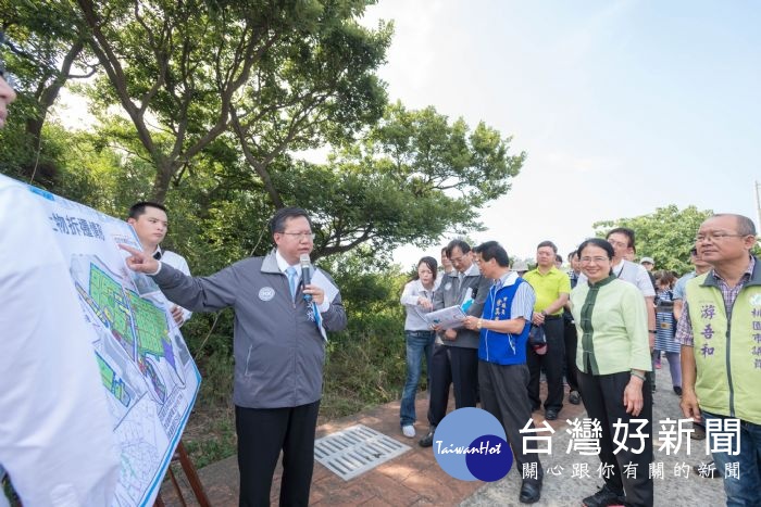桃園市長鄭文燦前往大園區,現勘第39期大園區菓林市地重劃區。