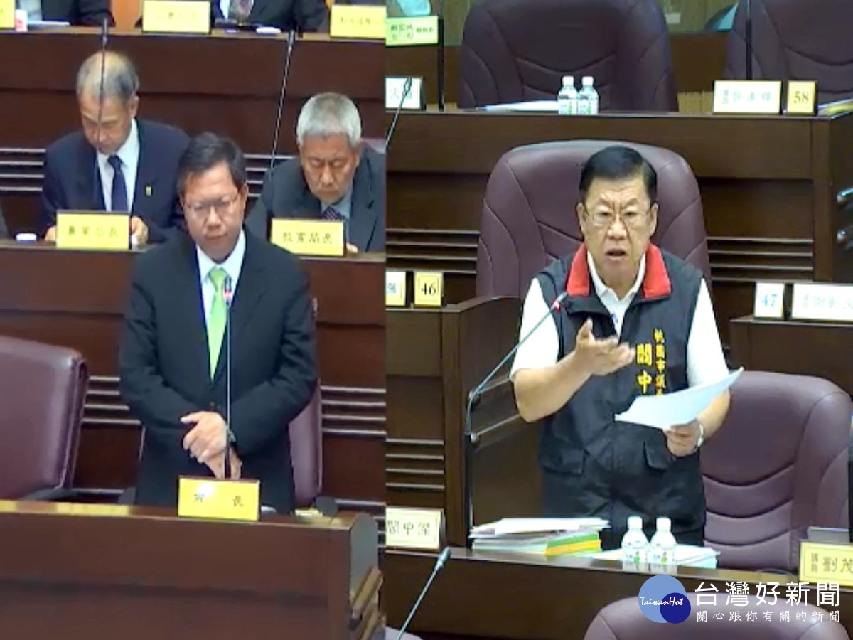 針對「雁行專案計畫」,桃園市議員閻中傑質詢桃園市長鄭文燦。