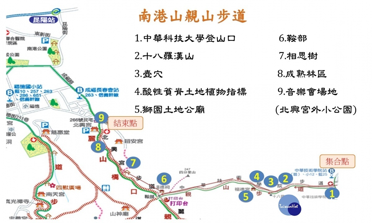 南港山親山步道活動路線圖(圖/台北市大地工程處提供)