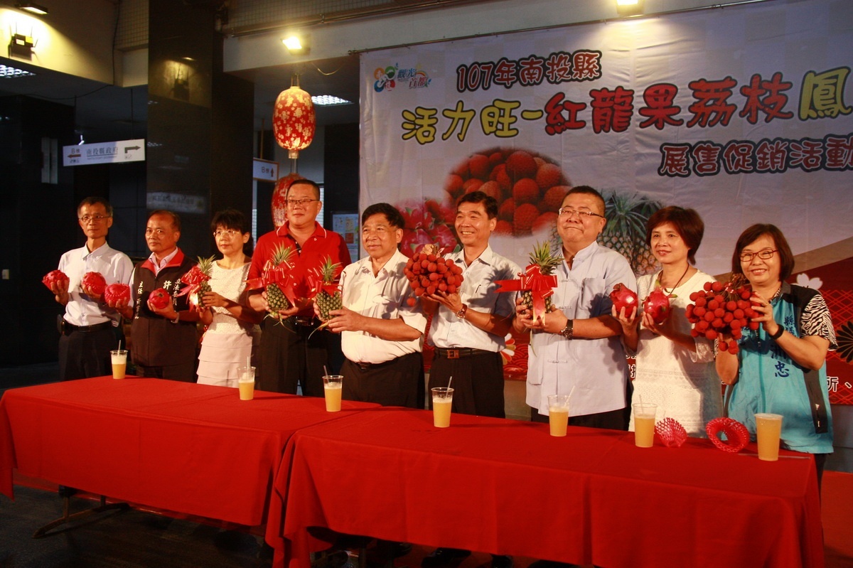 南投縣紅龍果鳳梨荔枝上市價格便宜。(記者扶小萍攝)