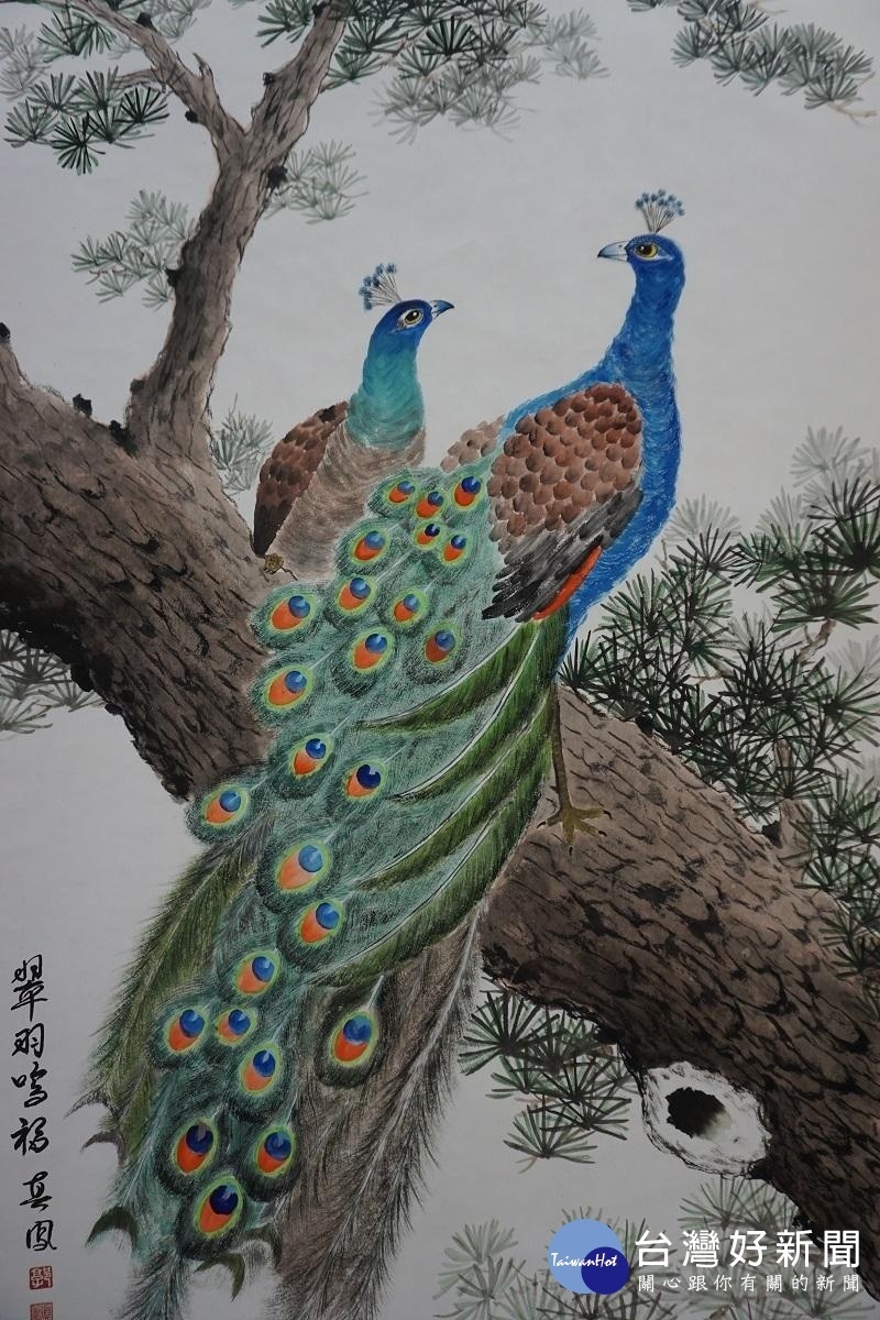 楊梅區戶政事務所舉辦「真正有藝思─郭真鳳彩墨花鳥展」,展出34幅精彩畫作。