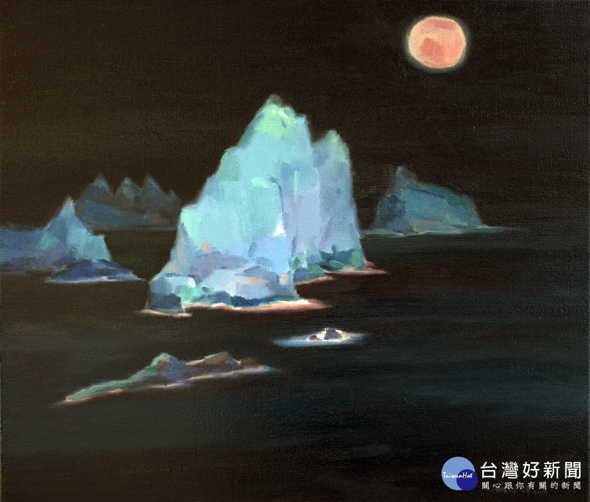 邊城振輝藍眼淚油畫巡迴展作品之一~月光曲。