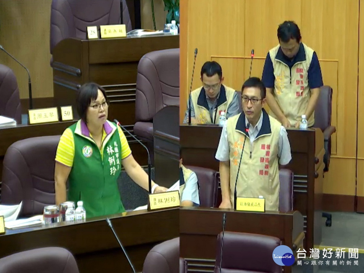 針對「虎頭山物聯網創新基地」的設置,桃園市議員林俐玲質詢經發局長朱松偉。
