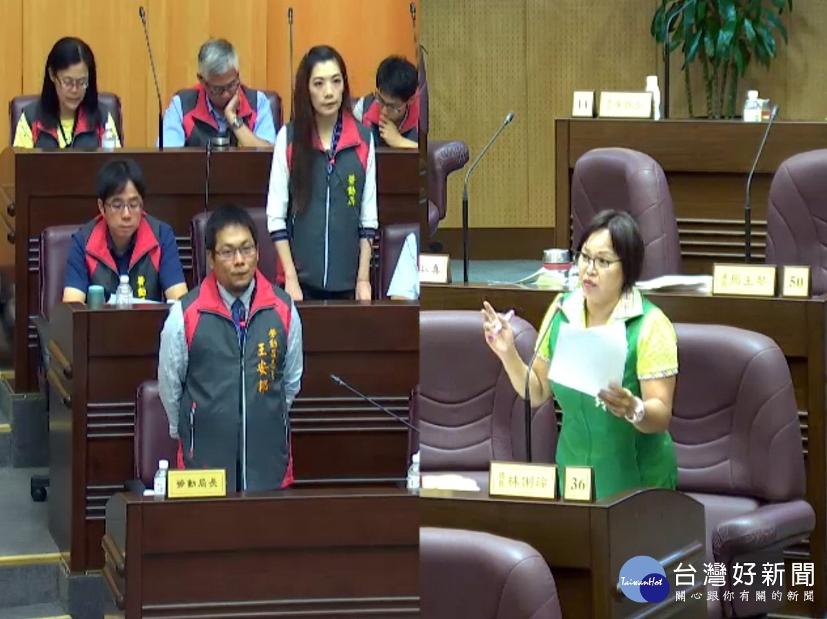 桃園市議員林俐玲質詢勞動局長王安邦,籲請建構完善就業安全網。
