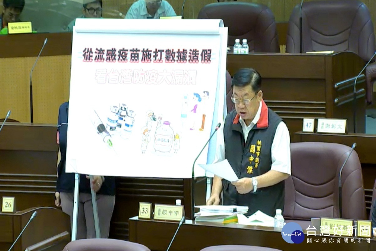 桃園市議員閻中傑以「從流感疫苗施打數據造假.看台灣防疫大漏洞」為題提出質詢。