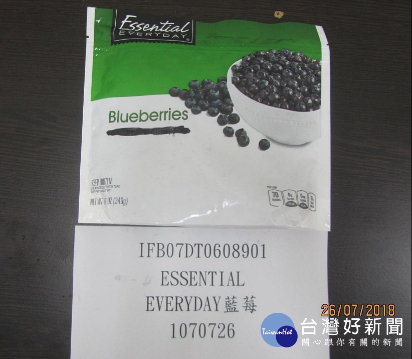 頂好超市進口自美國的藍莓,被驗出農藥殘留超標,因此貨品被食藥署退運或銷毀,未流入至市面上。(圖/衛福部食藥署)