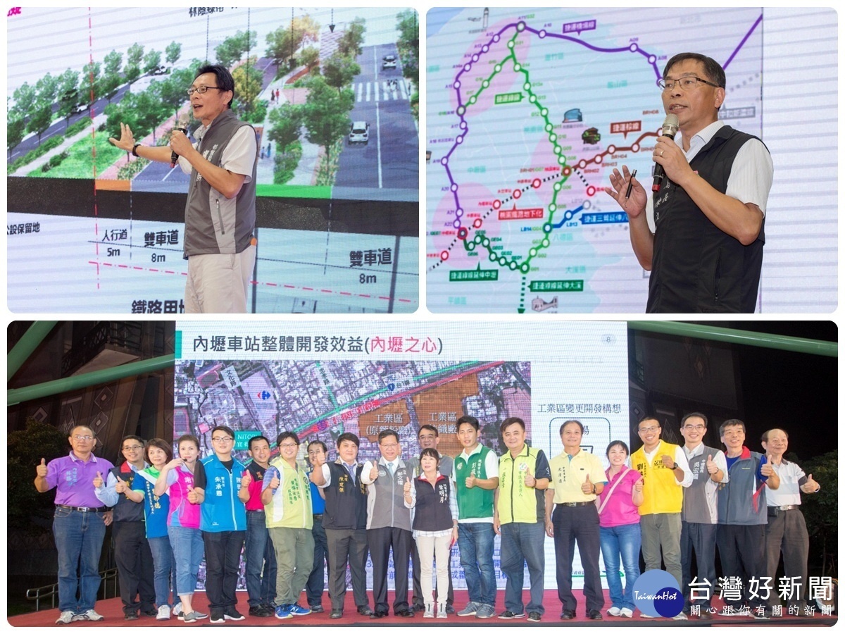 市府捷運局長陳文德、都發局長盧維屏於說明會中說明鐵路地下化的進度。