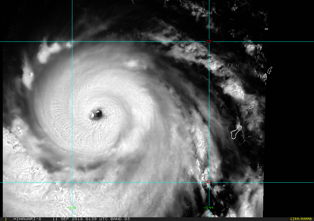 山竹暴風圈擴大，結構完整，颱風眼清晰可見（圖／翻攝RAMMB）