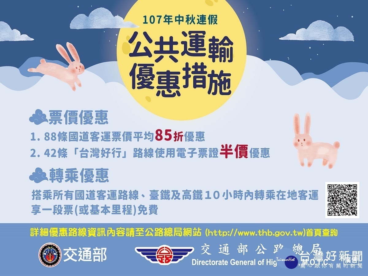 中秋節連假避交通壅塞 公路總局鼓勵民眾搭乘公共運輸
