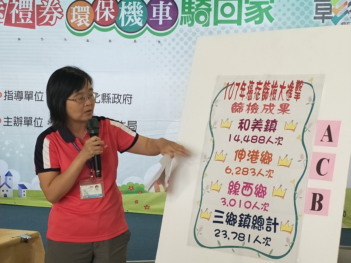 衛生局說明從三個鄉鎮中抽初十位幸運得主。圖/記者鄧富珍攝
