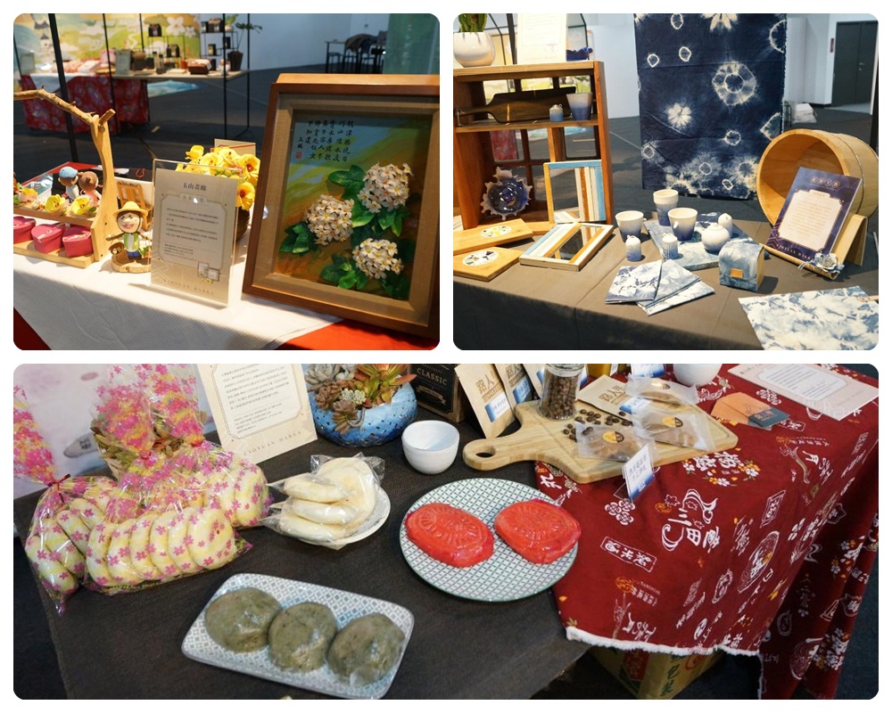 創意結合客家傳統美食,帶出新滋味,將藍染元素加入日常生活用品,從中體驗生活美感 將樹脂黏土結合客家意象,創作出栩栩如生的作品