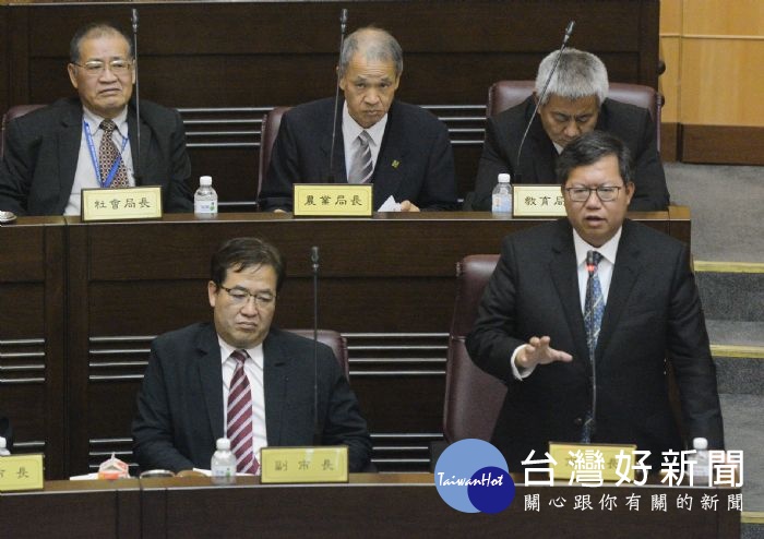 市長致詞表示,感謝市議會支持,桃園市108年度總預算案順利審議通過