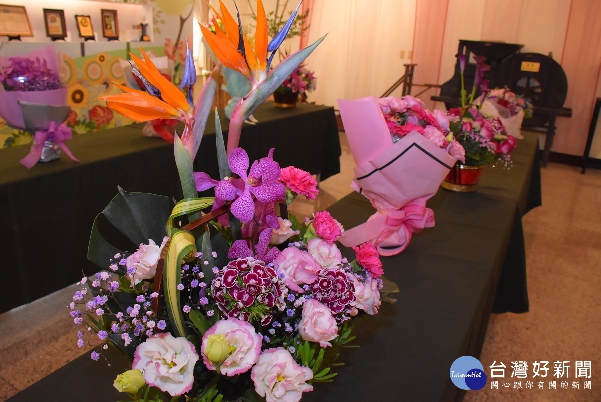 田尾花卉多元行銷推廣記者會中展示的花藝。