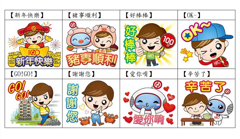 華南銀行今年推出的八款LINE好友限定貼圖－金豬報喜篇。