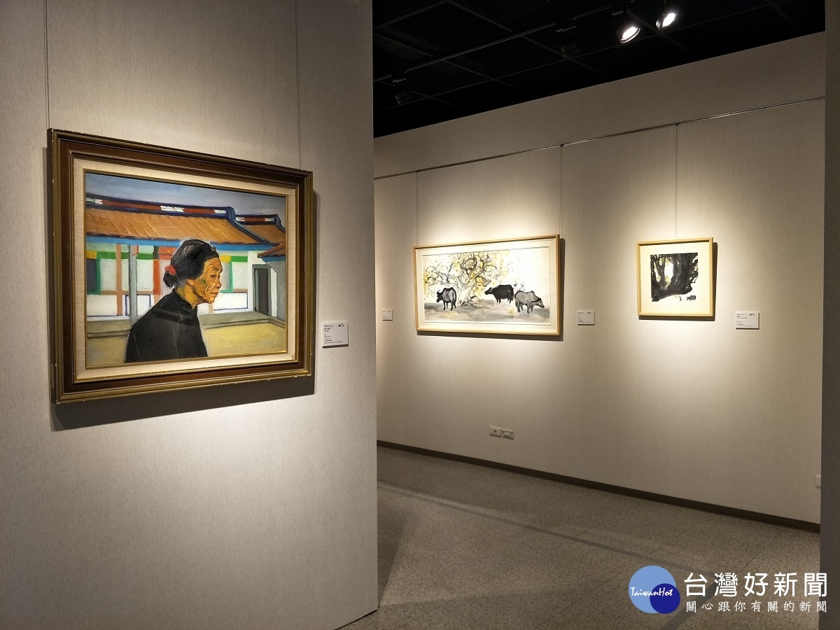 席德進大師油畫作品「老婦」等系列。圖/記者鄧富珍攝