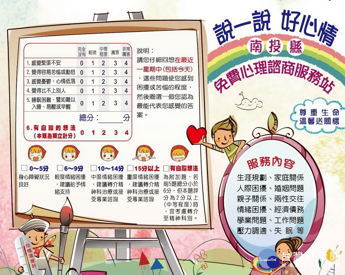 衛生局提供簡式健康量表可測一下目前的心理狀況。(記者扶小萍攝)