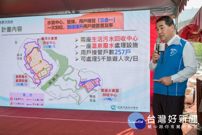 水務局長劉振宇簡報說明，小烏來風景特定區污水下水道系統工程計畫