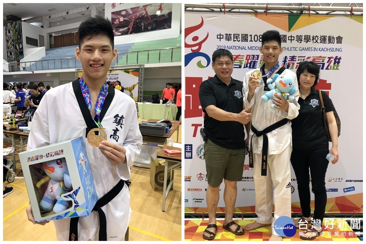 平鎮高中李孟恩在高男87公斤級以上量級奪金完成連霸,連績5年在全中運摘金。