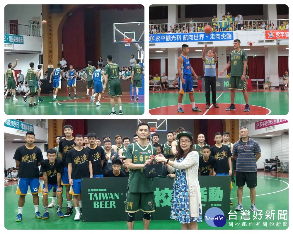 為推展基層籃球風氣，台灣啤酒籃球隊特地安排到永平工商進行交流，給籃球小學弟指導打球心法。