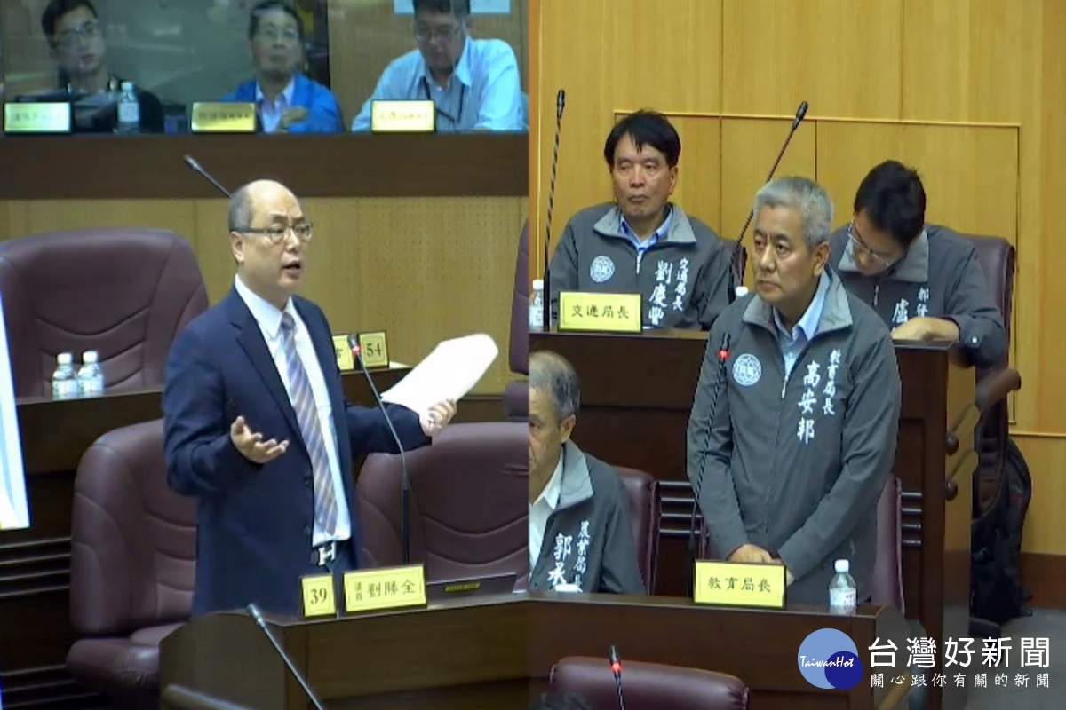 關心桃園市幼教政策,桃園市議員劉勝全質詢桃園市政府教育局長高安邦。