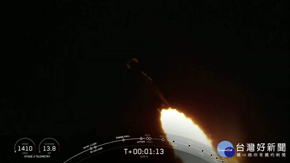 除了將福衛七號送上太空外，世人也關注獵鷹重型火箭的回收作業成功與否，此次獵鷹重型火箭的兩側推進器雖成功返航並回收成功，但主推進器回收失敗，在海上回收平台旁邊落海爆炸。（圖／SpaceX YouTube）