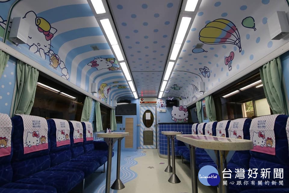 台鐵與台灣三麗鷗、旅行社合作,把2008年推出,每天開出1班次環台一圈的環島之星觀光列車換裝,打造出「環島之星 Hello Kitty 繽紛列車」。(圖/fun臺鐵Facebook)