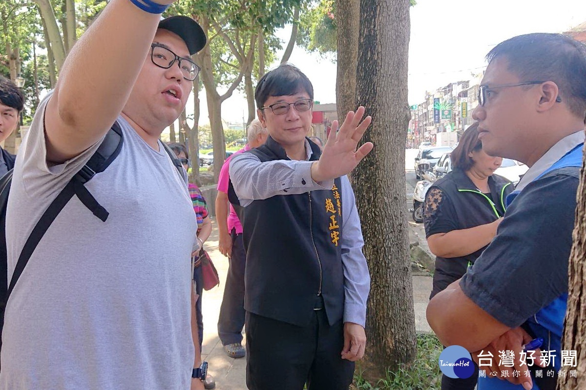 立法委員趙正宇會勘八德區建國路靠近大湳地區遇雨即淹問題,提出3項改善辦法。