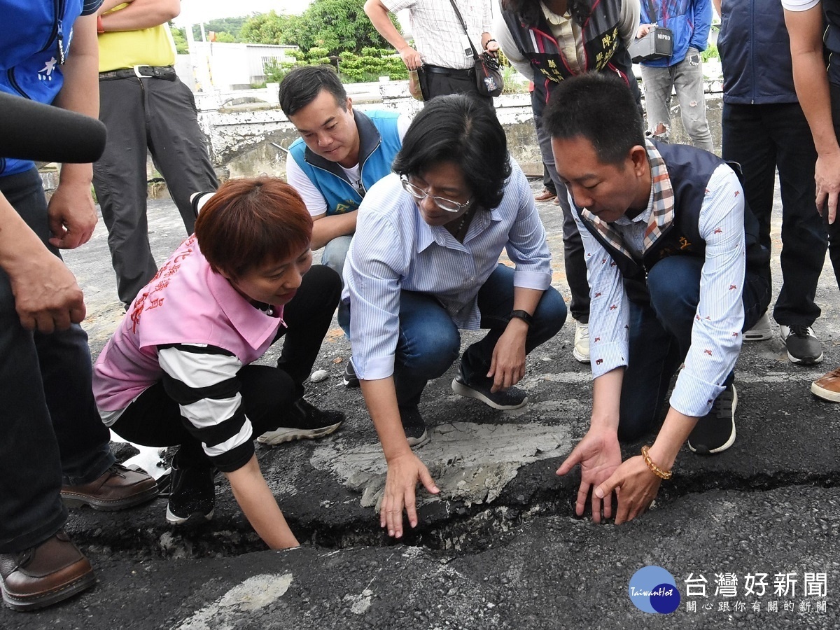 彰化大埔截水護岸崩塌 王惠美現勘進行災害搶修