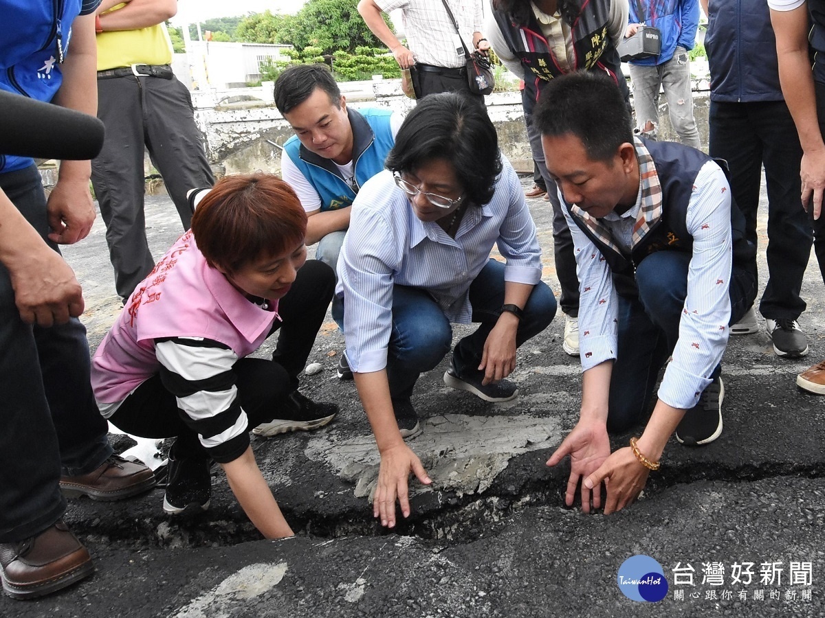 彰化大埔截水護岸崩塌　王惠美現勘進行災害搶修