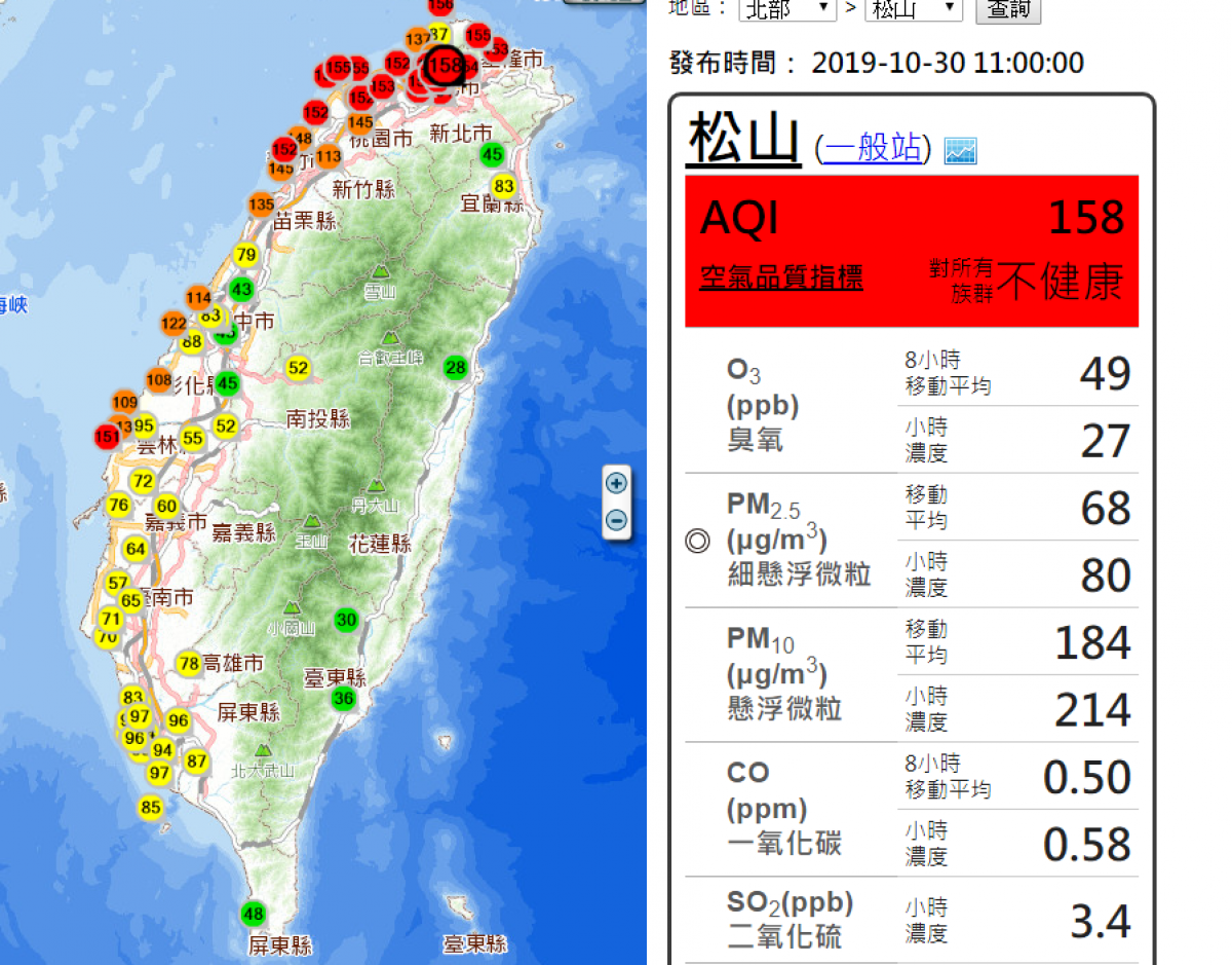 （圖／環保署空氣品質監測網）