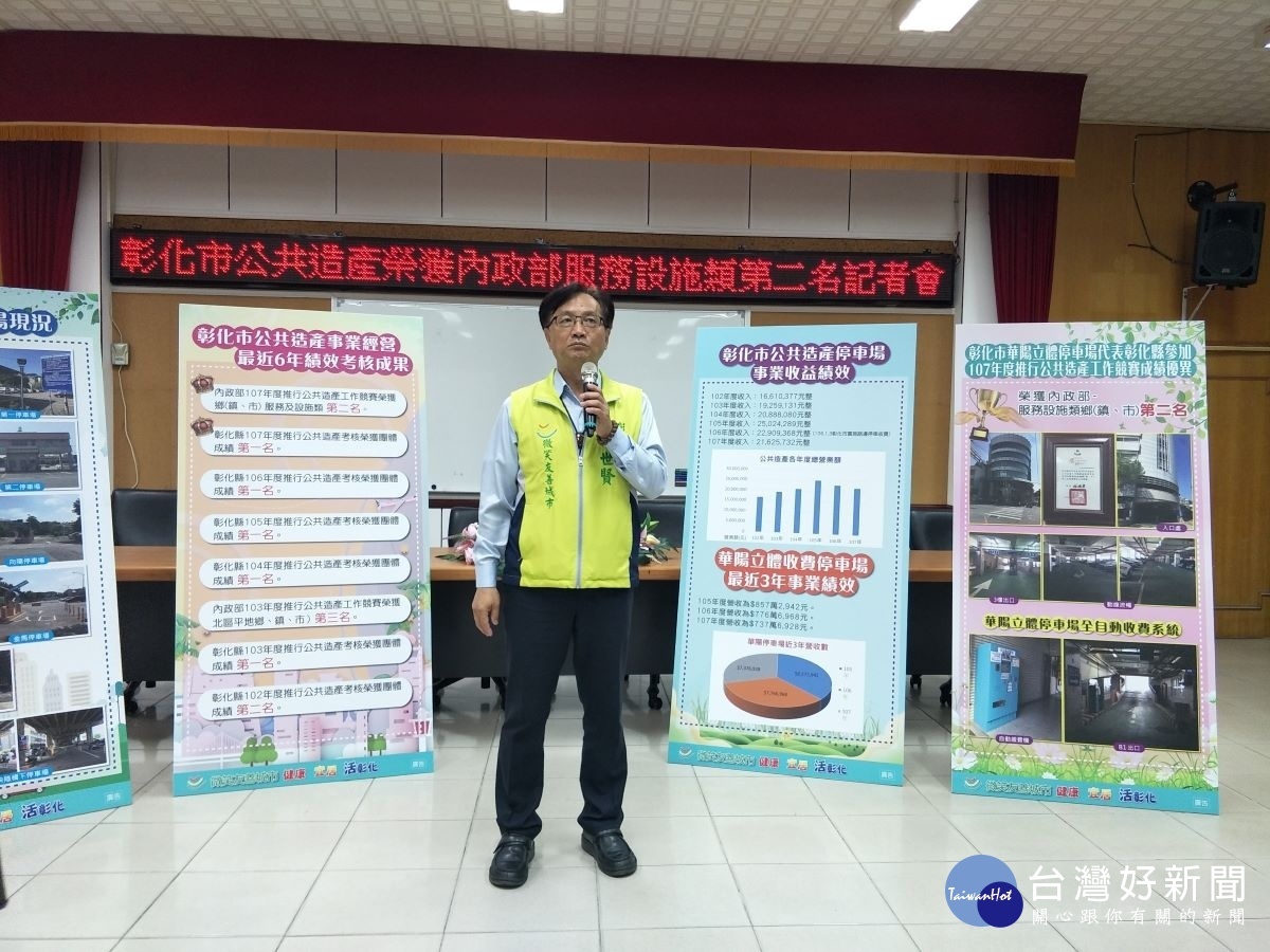彰化市公共造產「五連莊」全縣居冠,全國奪鄉鎮市級第二名。市長林世賢表示,這是前市長以及團隊的辛苦,不敢居功。圖/記者鄧富珍攝
