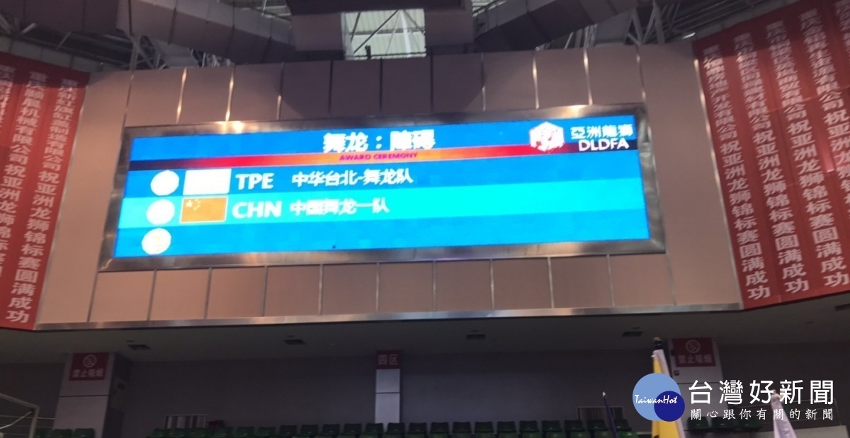 桃園市龜山區壽山巖觀音寺龍獅隊再傳捷報,技壓群雄奪下舞龍障礙競賽冠軍金杯。