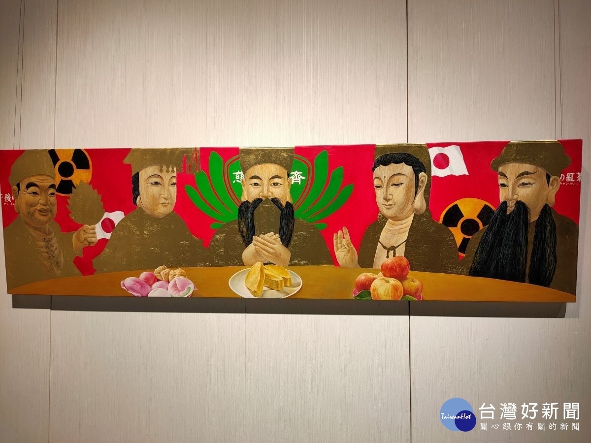 張庭鈞作品《天佑台灣:國安會議圖》。(圖/記者鄧富珍攝)