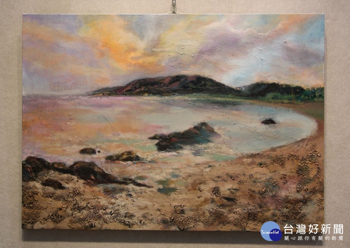 林純珠作品〈夕陽情人灣〉。圖/鹿港鎮公所提供