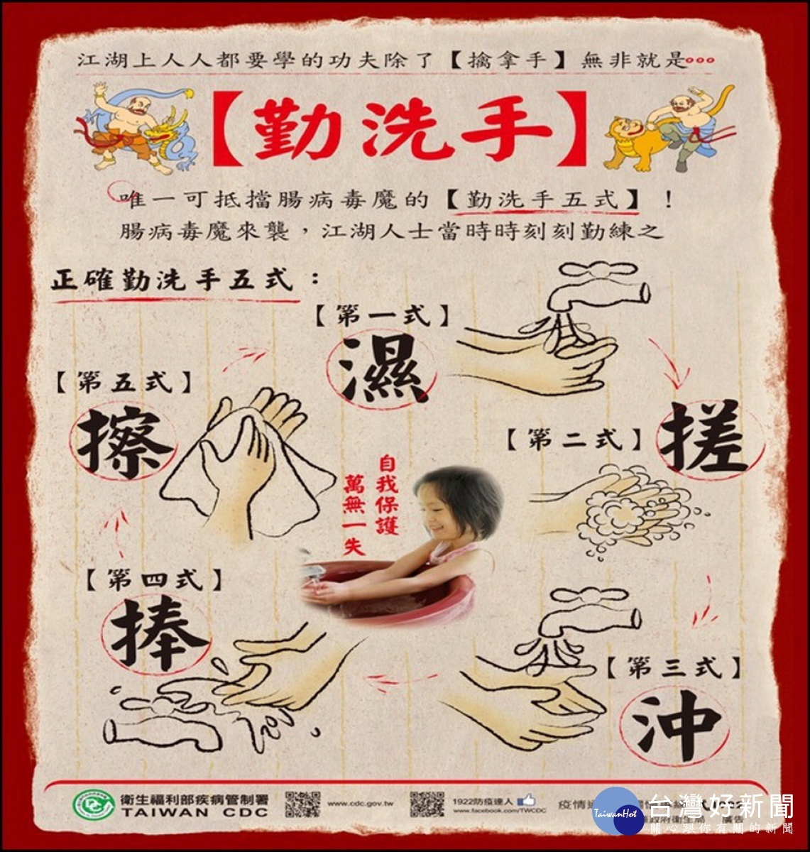 洗手步驟。(衛生局提供)