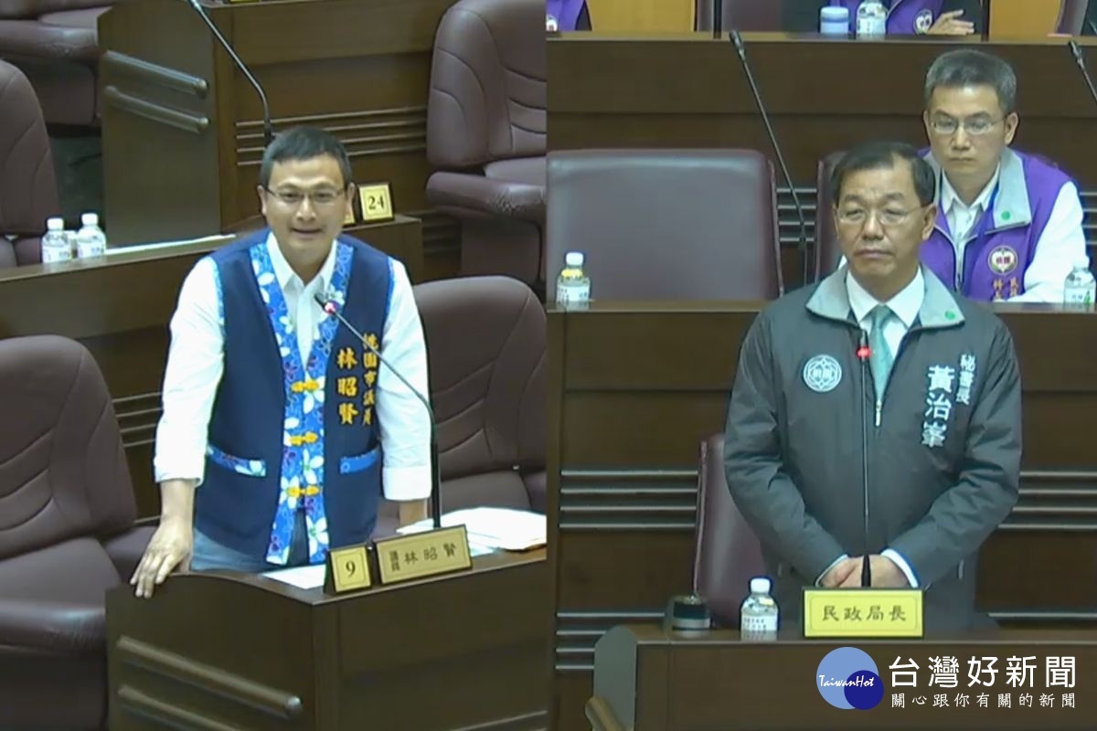 強力爭取增設渴望里,桃園市議員林昭賢質詢代理民政局長黃治峯。