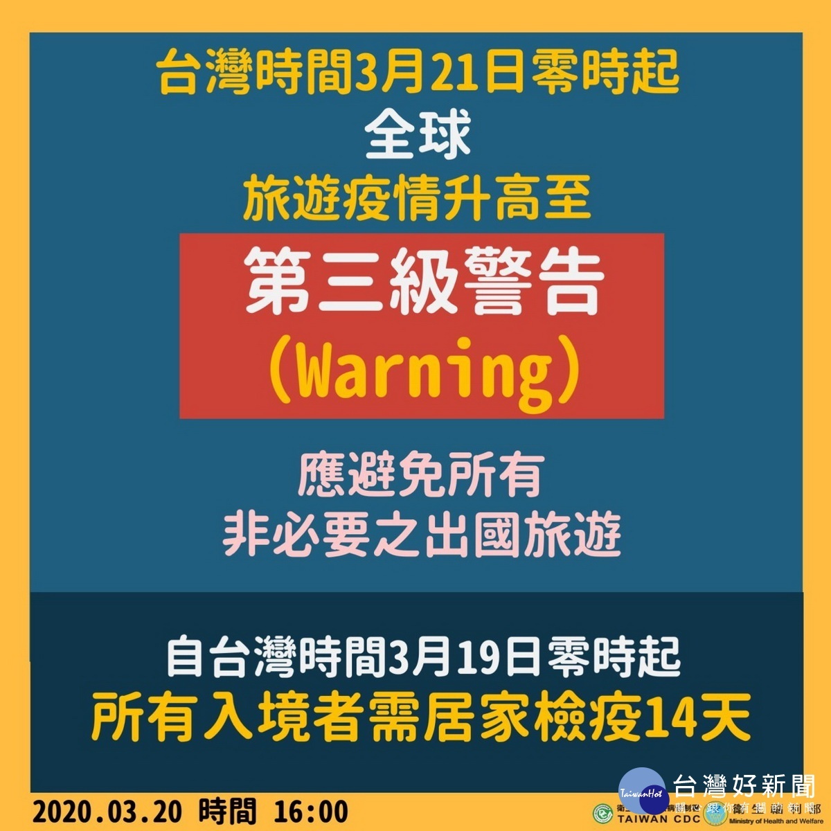 全球均列第三級警告。(南投縣府提供)