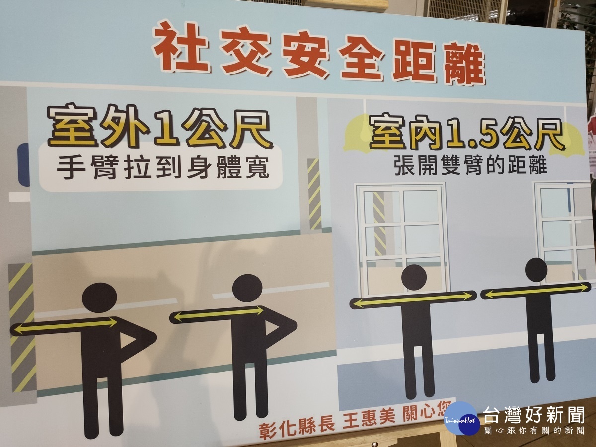 彰化縣政府自拍防疫宣導短片今日上線,宣導社交安全距離。圖/記者鄧富珍攝